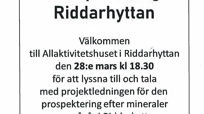 Informationsmöte prospektering Riddarhyttan
