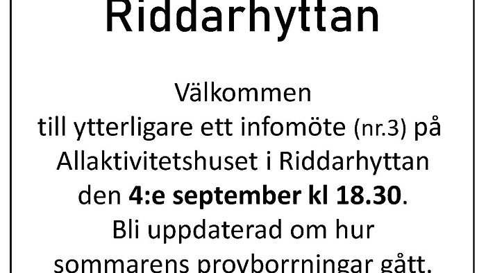 Informationsmöte Prospektering Riddarhyttan