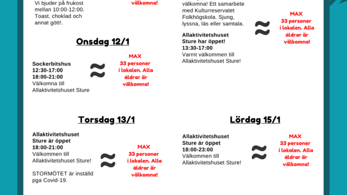 Vecka 2 – Allaktivitetshuset Sture