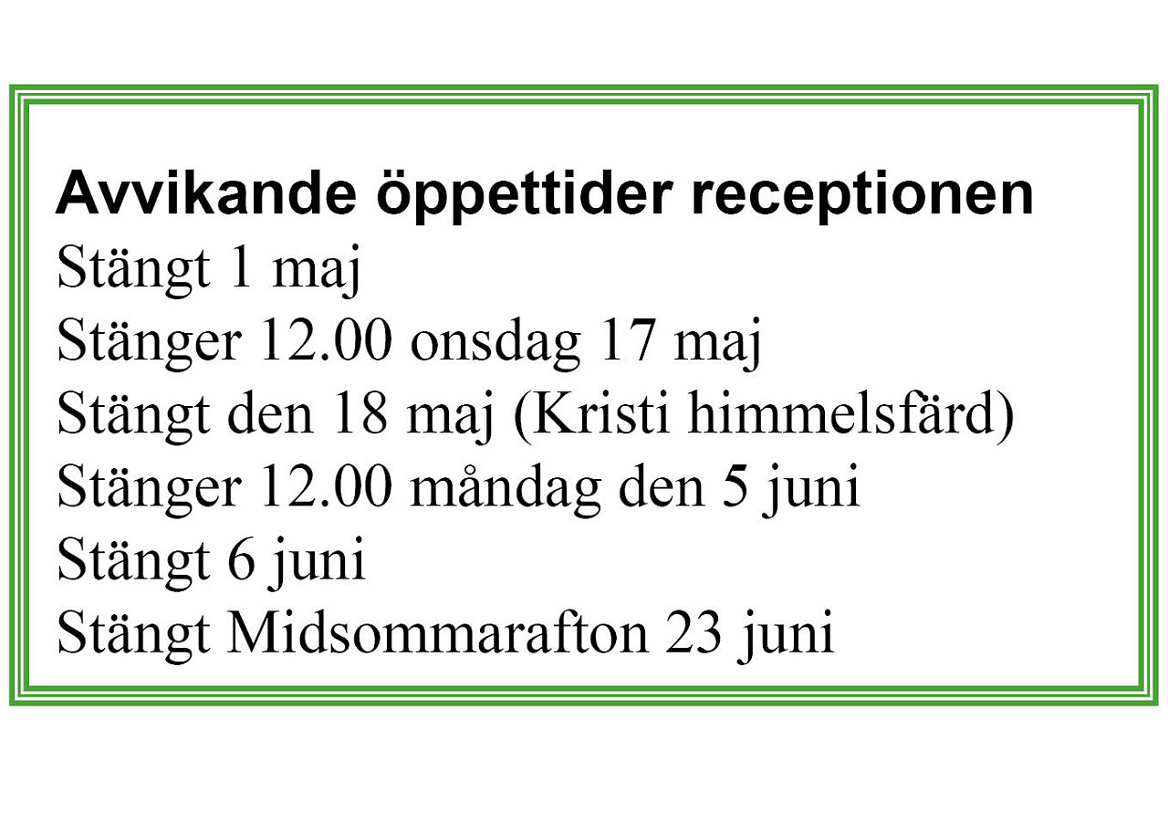 Öppettider Receptionen