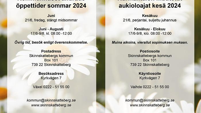 Ändrade öppettider för Skinnskattebergs kommun 2024